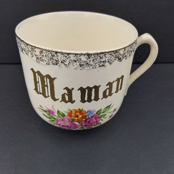 ESD Japan Hand Painted Floral Mug Gold Maman - Gold Gilded Gift Cup for Mother - Picture 5 of 10